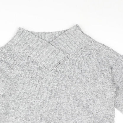 Next Womens Grey V-Neck Acrylic Pullover Jumper Size S