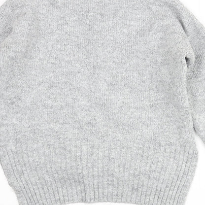 Next Womens Grey V-Neck Acrylic Pullover Jumper Size S