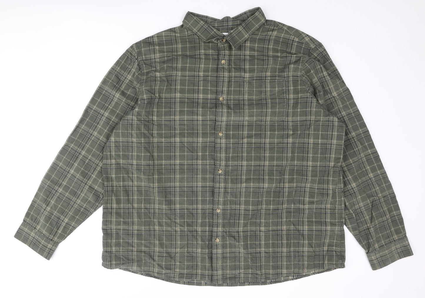 Marks and Spencer Mens Green Camouflage Cotton Button-Up Size 4XL Collared Button