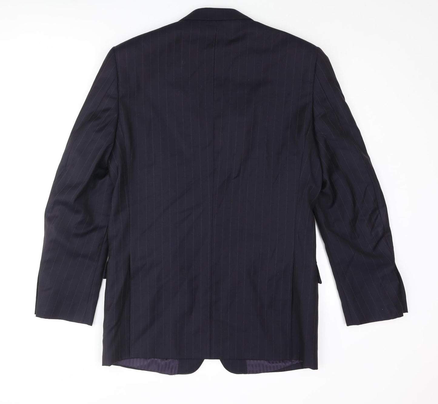 Savoy Taylors Guild Mens Blue Striped Wool Jacket Blazer Size 38 Regular