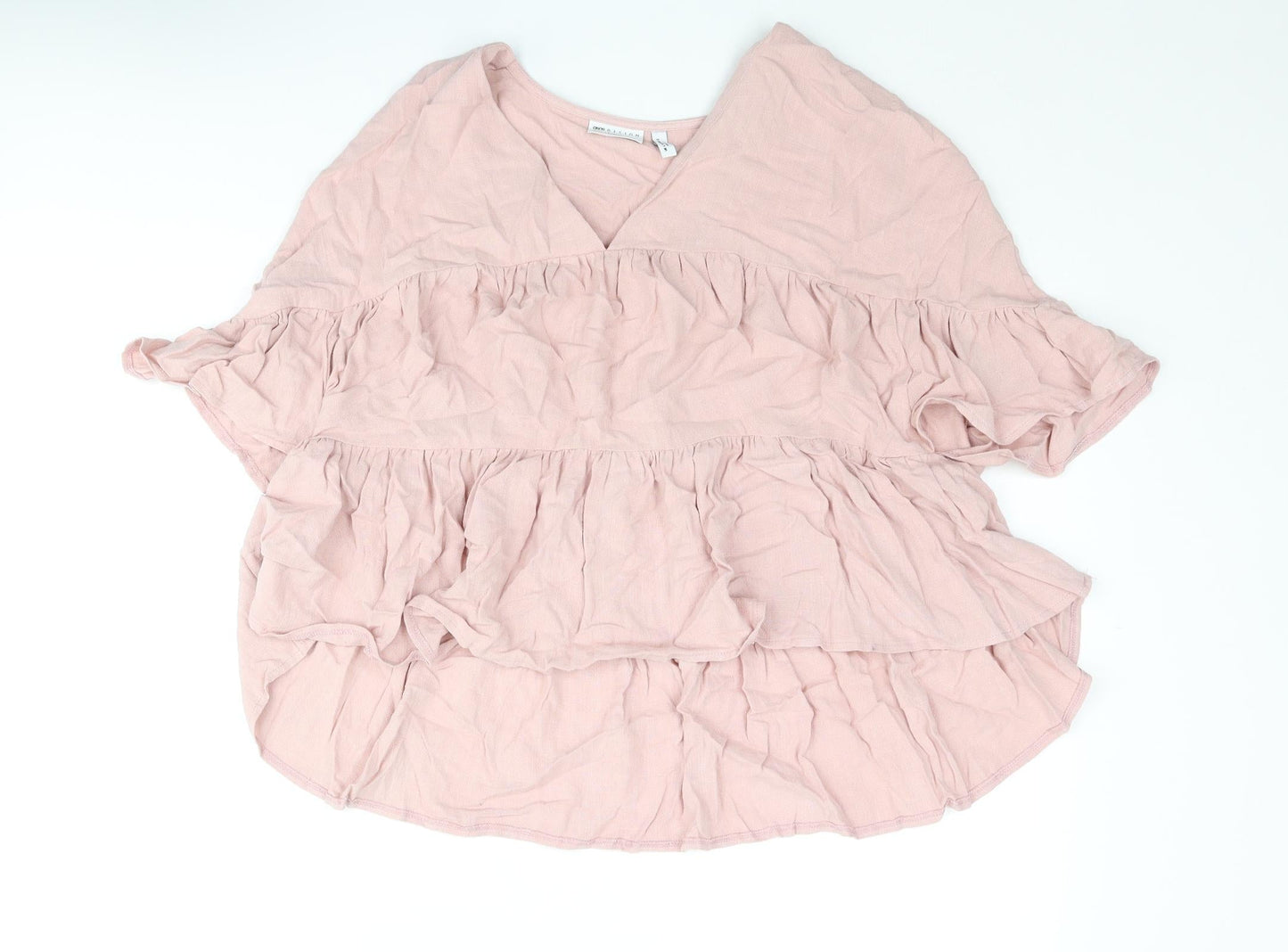 ASOS Womens Pink Polyester Basic Blouse Size 6 V-Neck - Smocked