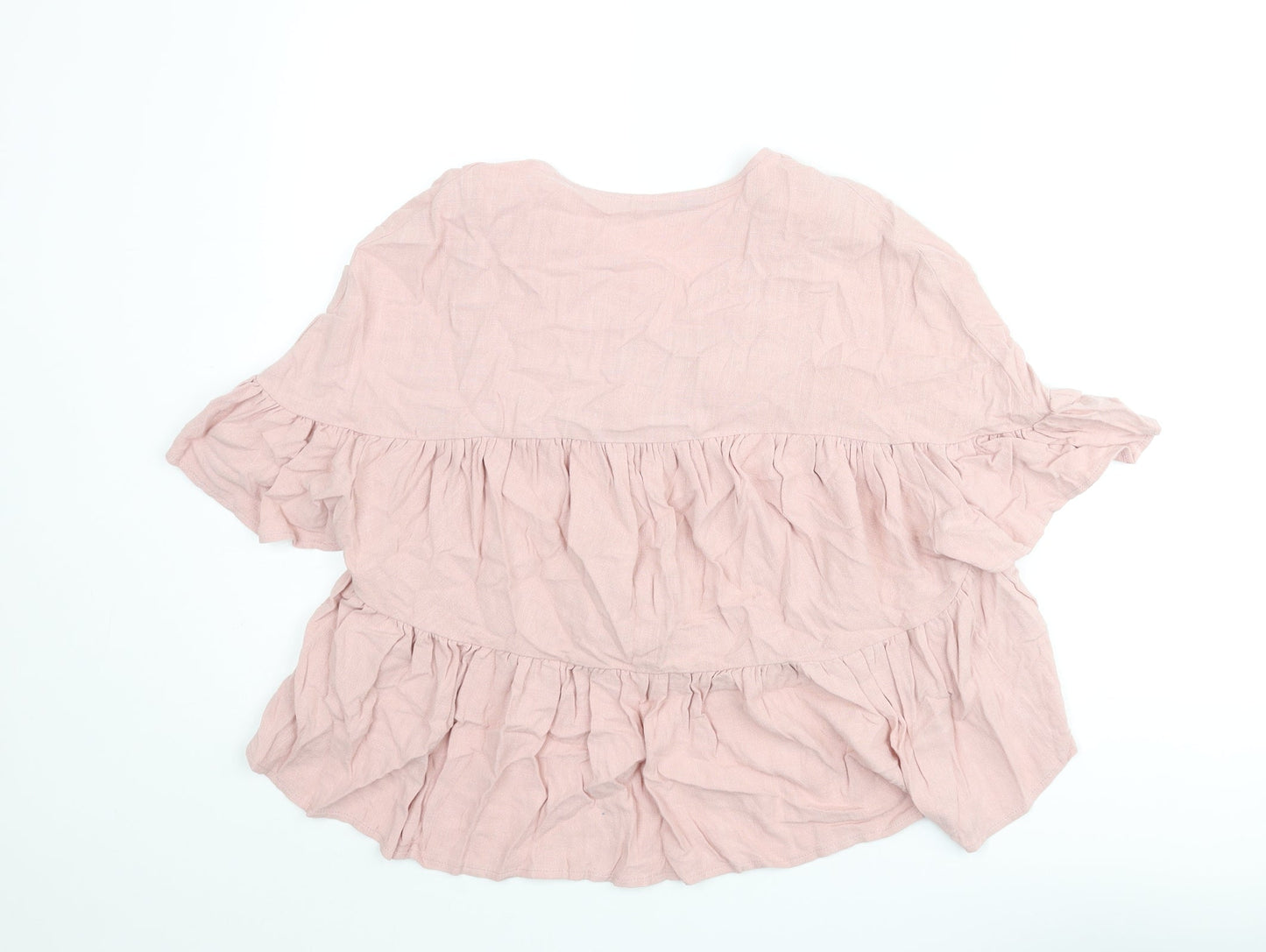 ASOS Womens Pink Polyester Basic Blouse Size 6 V-Neck - Smocked