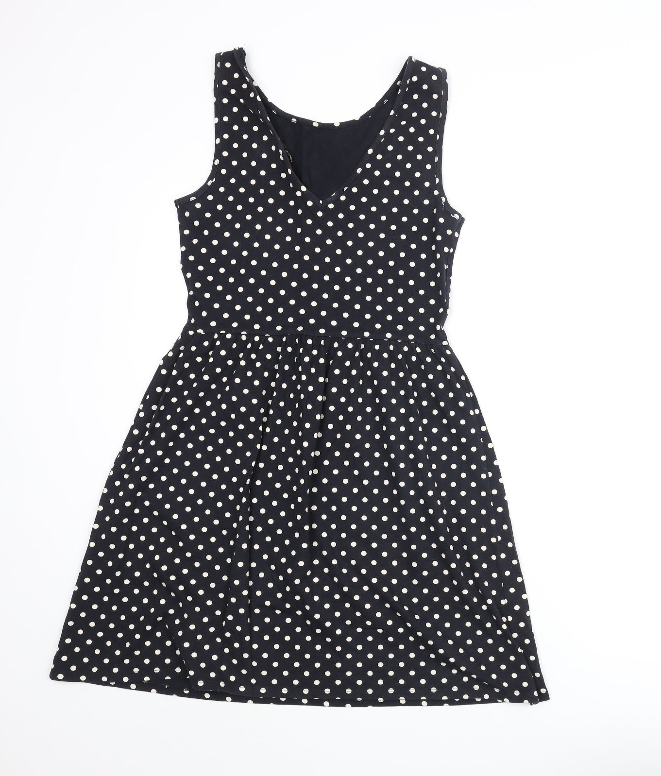Only Womens Black Polka Dot Polyester A-Line Size S Round Neck Pullover