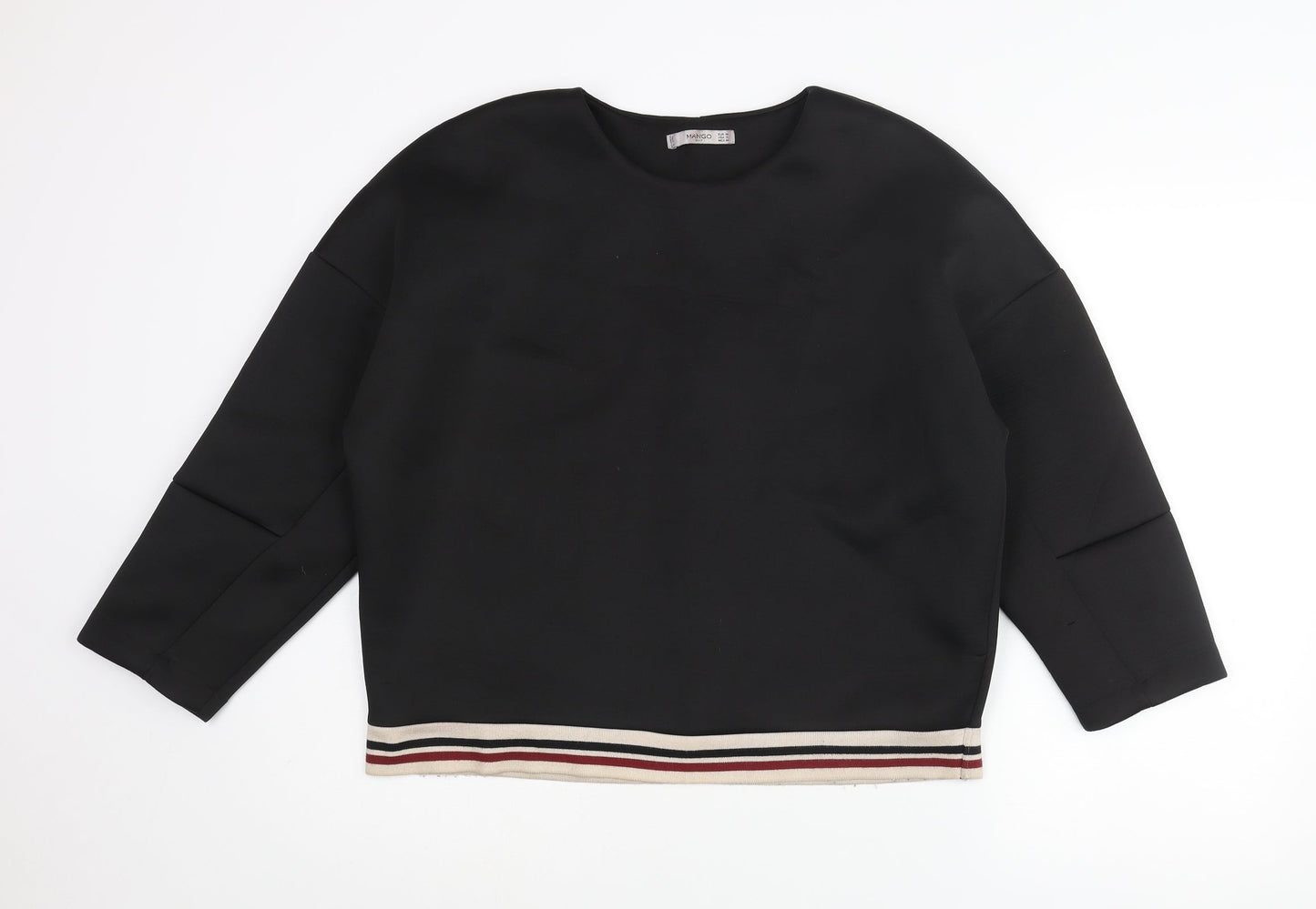 Mango Womens Black Round Neck Polyester Pullover Jumper Size M