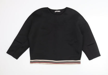 Mango Womens Black Round Neck Polyester Pullover Jumper Size M