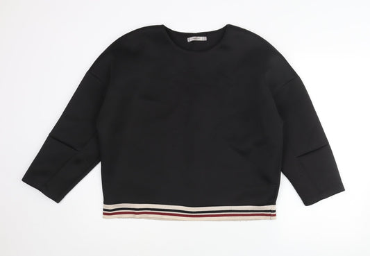 Mango Womens Black Round Neck Polyester Pullover Jumper Size M