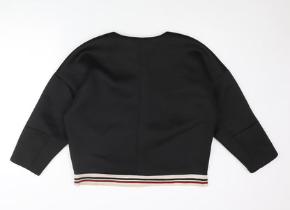 Mango Womens Black Round Neck Polyester Pullover Jumper Size M