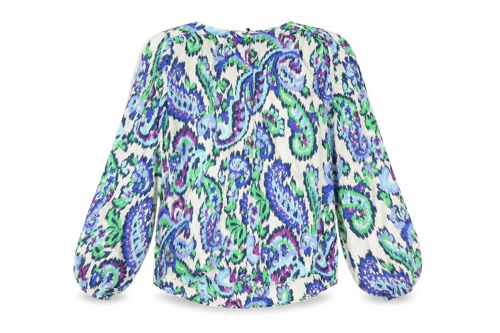 Zara Womens Multicoloured Paisley Viscose Basic Blouse Size XS Round Neck
