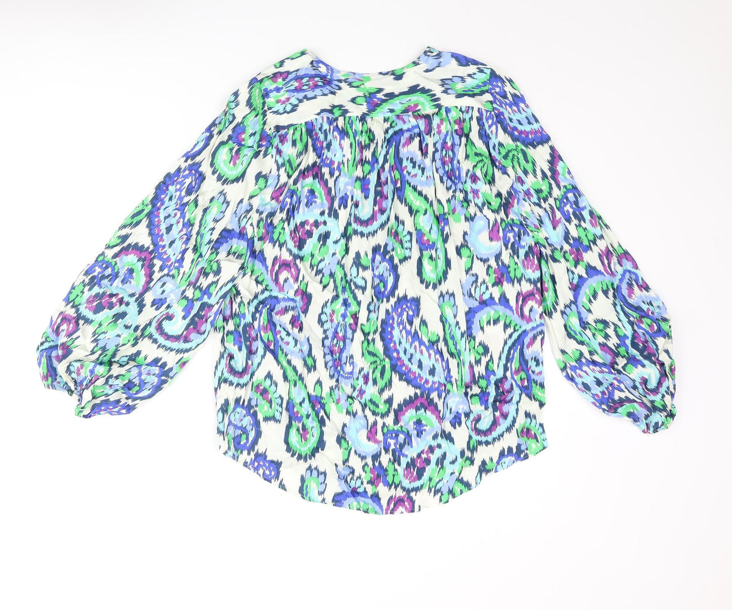 Zara Womens Multicoloured Paisley Viscose Basic Blouse Size XS Round Neck