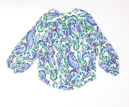 Zara Womens Multicoloured Paisley Viscose Basic Blouse Size XS Round Neck
