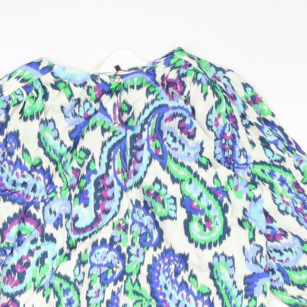 Zara Womens Multicoloured Paisley Viscose Basic Blouse Size XS Round Neck