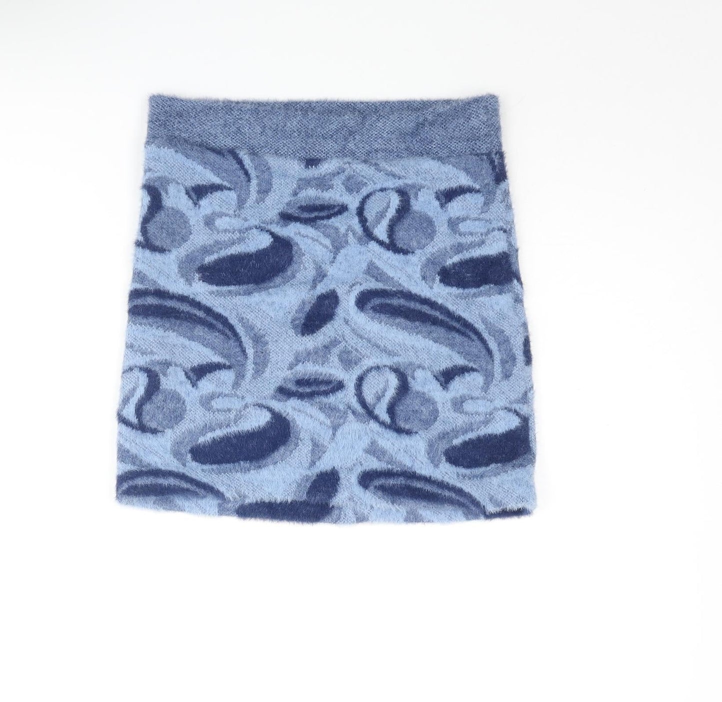 Zara Womens Blue Geometric Polyamide Mini Skirt Size M