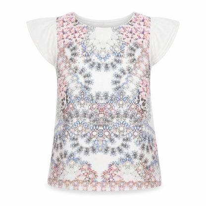 Dorothy Perkins Womens White Polyester Basic Blouse Size 12 Round Neck - Gemstone Print