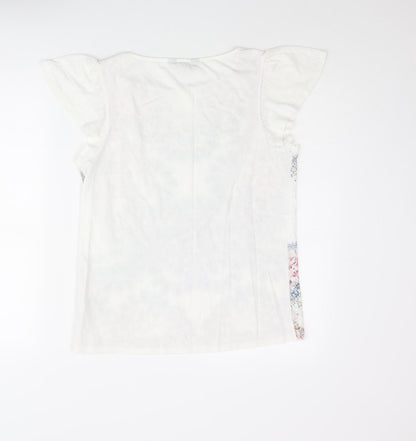 Dorothy Perkins Womens White Polyester Basic Blouse Size 12 Round Neck - Gemstone Print