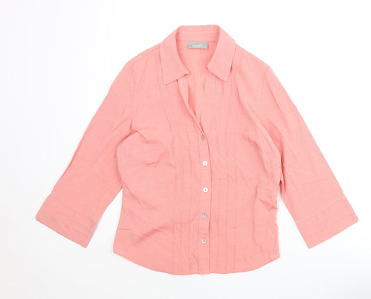 Wallis Womens Pink Viscose Basic Button-Up Size 10 Collared