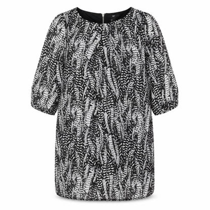 H&M Womens Grey Geometric Polyester Shift Size 8 Round Neck Zip