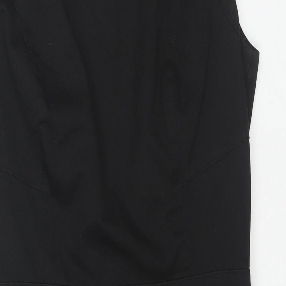 Warehouse Womens Black Polyester A-Line Size 10 Round Neck Zip