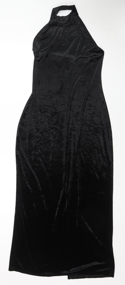 Wallis Womens Black Polyester Maxi Size 14 Halter Pullover
