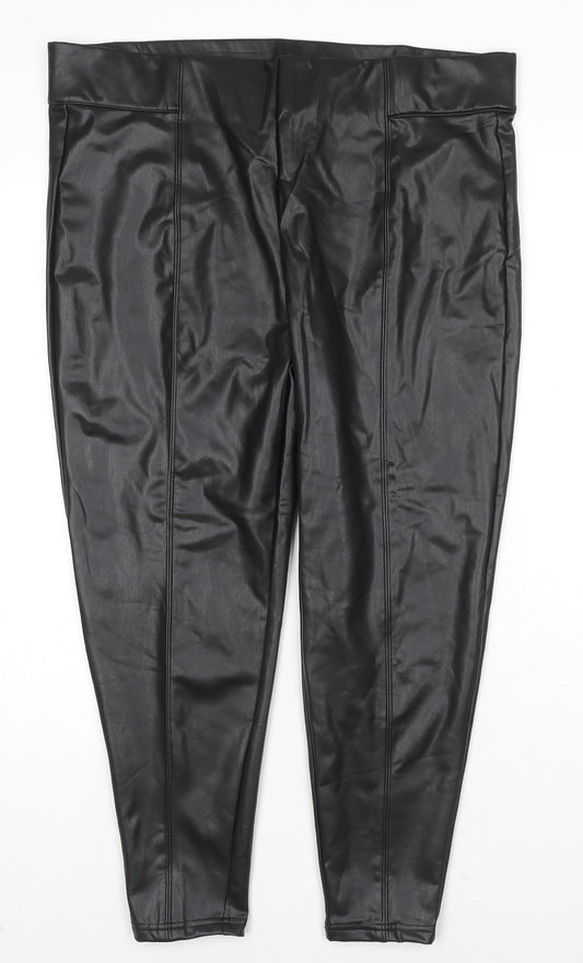 Marks and Spencer Womens Black Polyester Pedal Pusher Trousers Size 20 L24 in Regular