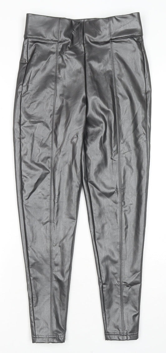 Marks and Spencer Womens Black Polyester Pedal Pusher Trousers Size 8 L25 in Regular