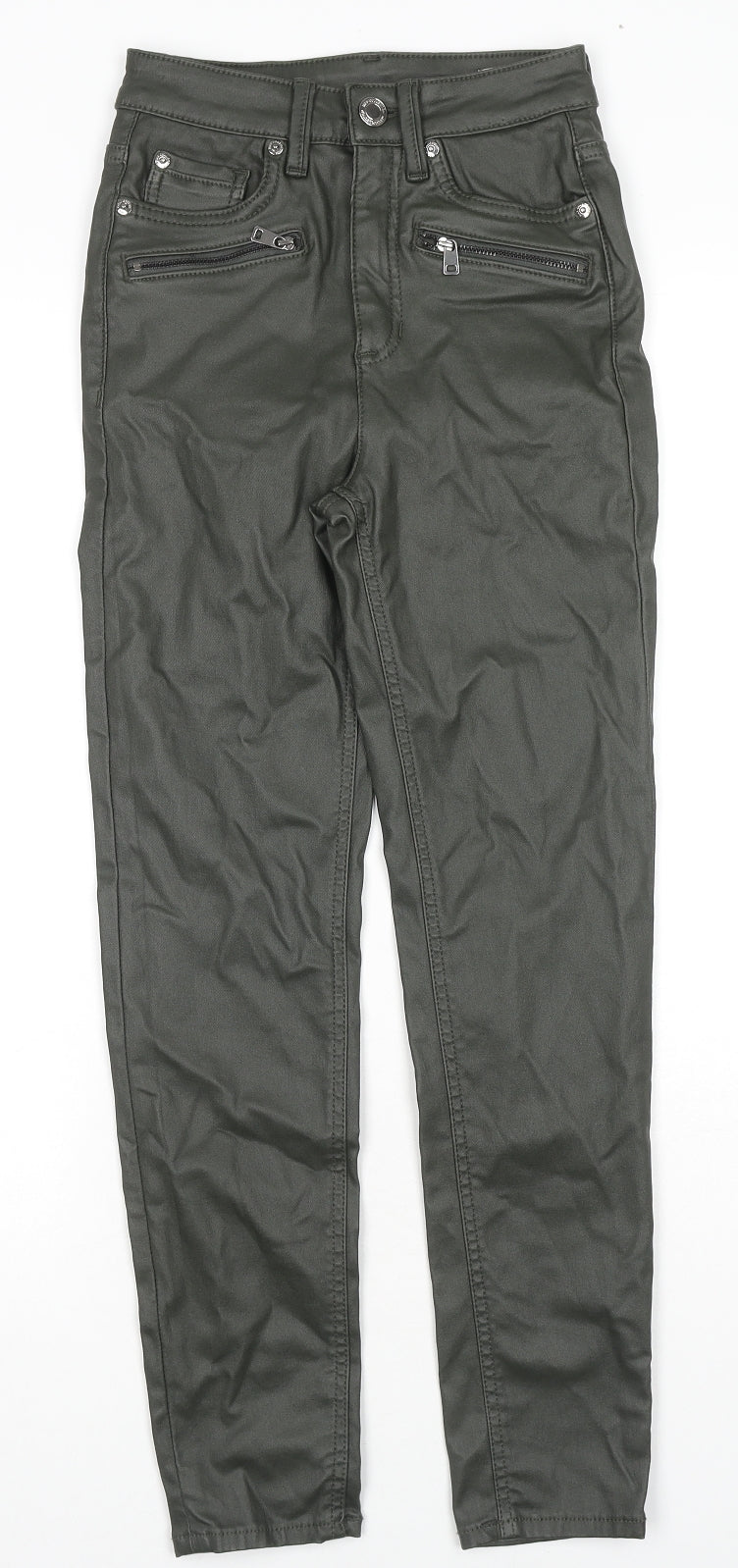 Marks and Spencer Womens Black Viscose Trousers Size 6 L26 in Regular Zip