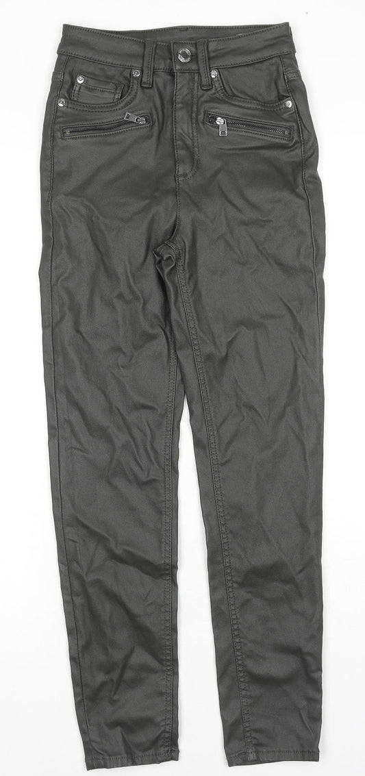 Marks and Spencer Womens Black Viscose Trousers Size 6 L26 in Regular Zip