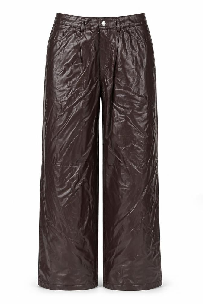 PRETTYLITTLETHING Womens Brown Viscose Trousers Size 14 L34 in Regular Zip