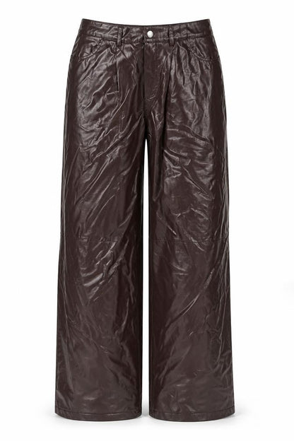 PRETTYLITTLETHING Womens Brown Viscose Trousers Size 14 L34 in Regular Zip