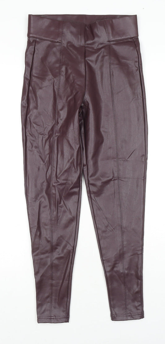 Marks and Spencer Womens Red Polyester Pedal Pusher Trousers Size 8 L25 in Regular