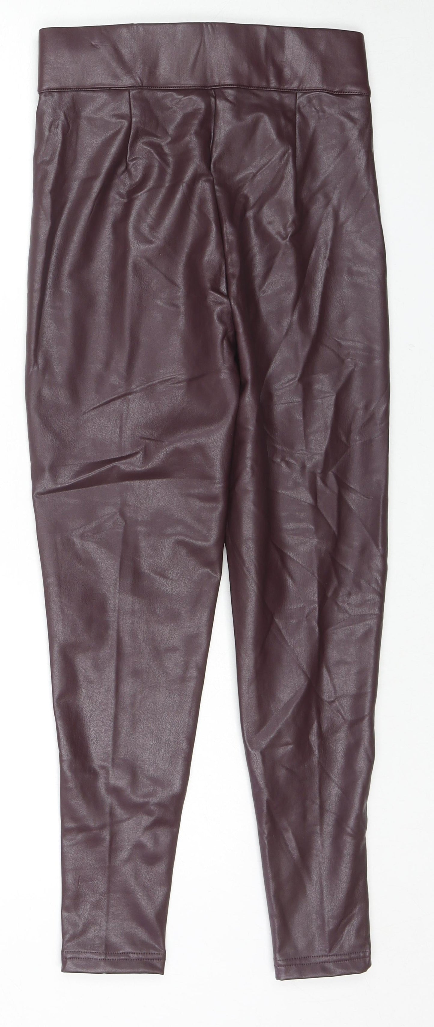 Marks and Spencer Womens Red Polyester Pedal Pusher Trousers Size 8 L25 in Regular
