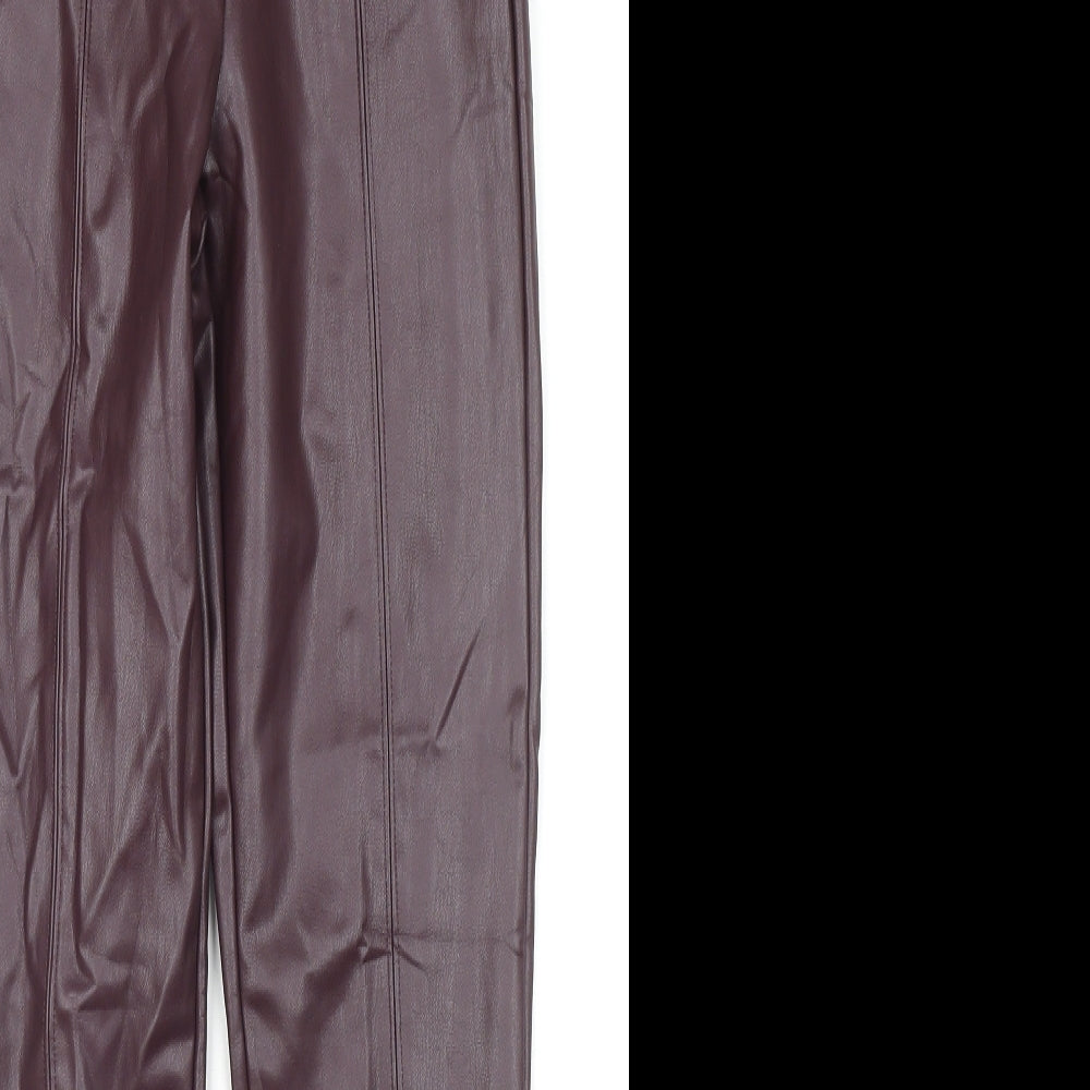 Marks and Spencer Womens Red Polyester Pedal Pusher Trousers Size 8 L25 in Regular