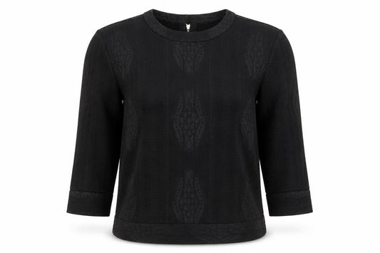 & Other Stories Womens Black Geometric Polyester Basic Blouse Size 8 Round Neck