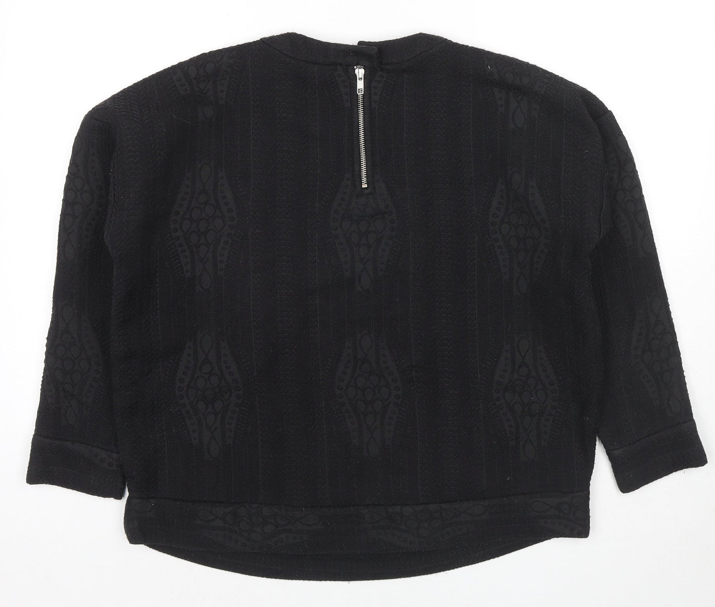 & Other Stories Womens Black Geometric Polyester Basic Blouse Size 8 Round Neck