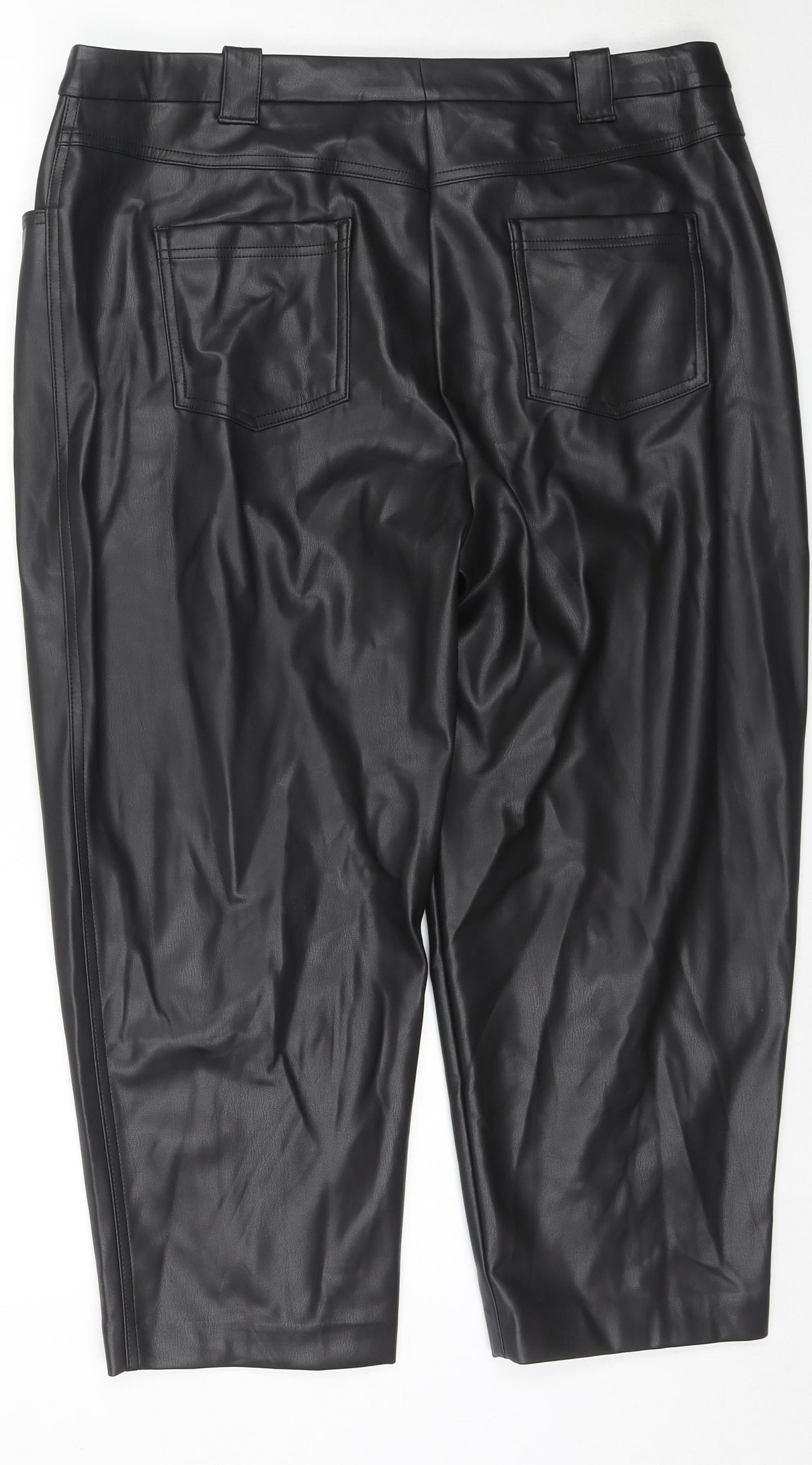 Marks and Spencer Womens Black Polyester Trousers Size 20 L23 in Regular Zip