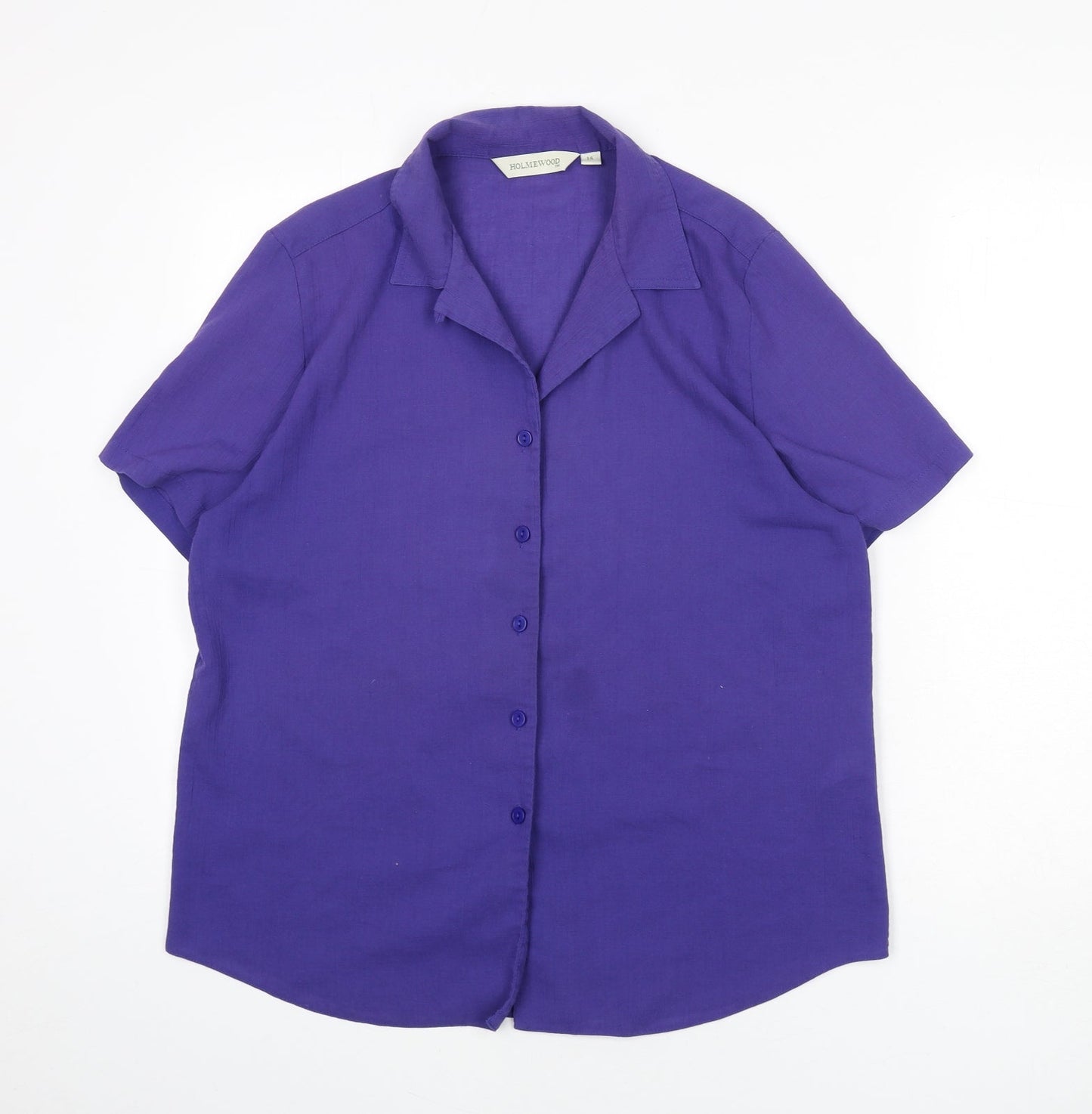 Holmewood Womens Purple Polyester Basic Button-Up Size 14 Collared