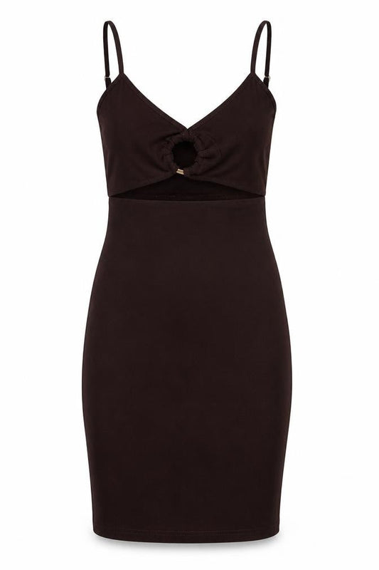 Naanaa Womens Purple Polyester Bodycon Size 10 V-Neck Zip - Mini, Cut Out