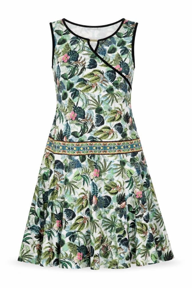HEINE Womens Multicoloured Geometric Polyester Fit & Flare Size 12 Round Neck Pullover - Leaf and Flower Print