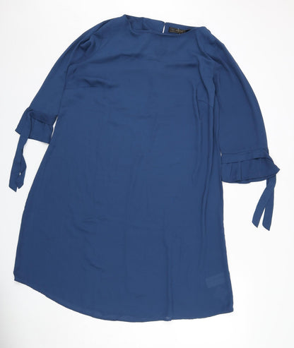 Bonprix Womens Blue Polyester A-Line Size 18 Boat Neck Button