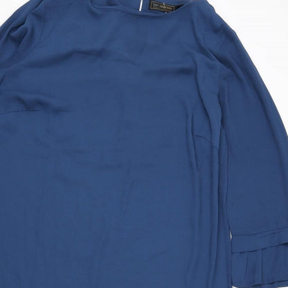 Bonprix Womens Blue Polyester A-Line Size 18 Boat Neck Button