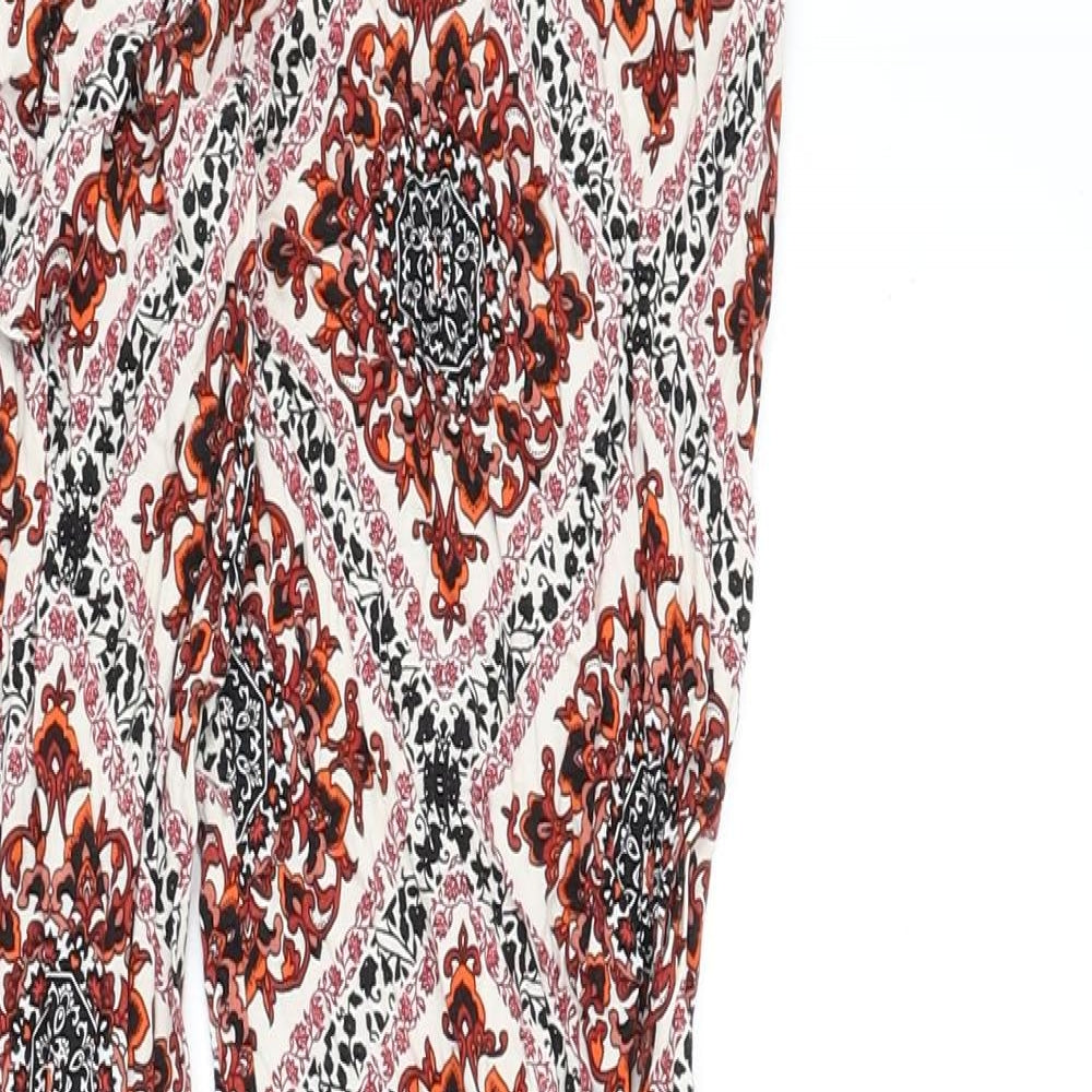 Dorothy Perkins Womens Multicoloured Geometric Viscose Trousers Size 8 L25 in Regular - Belt Included