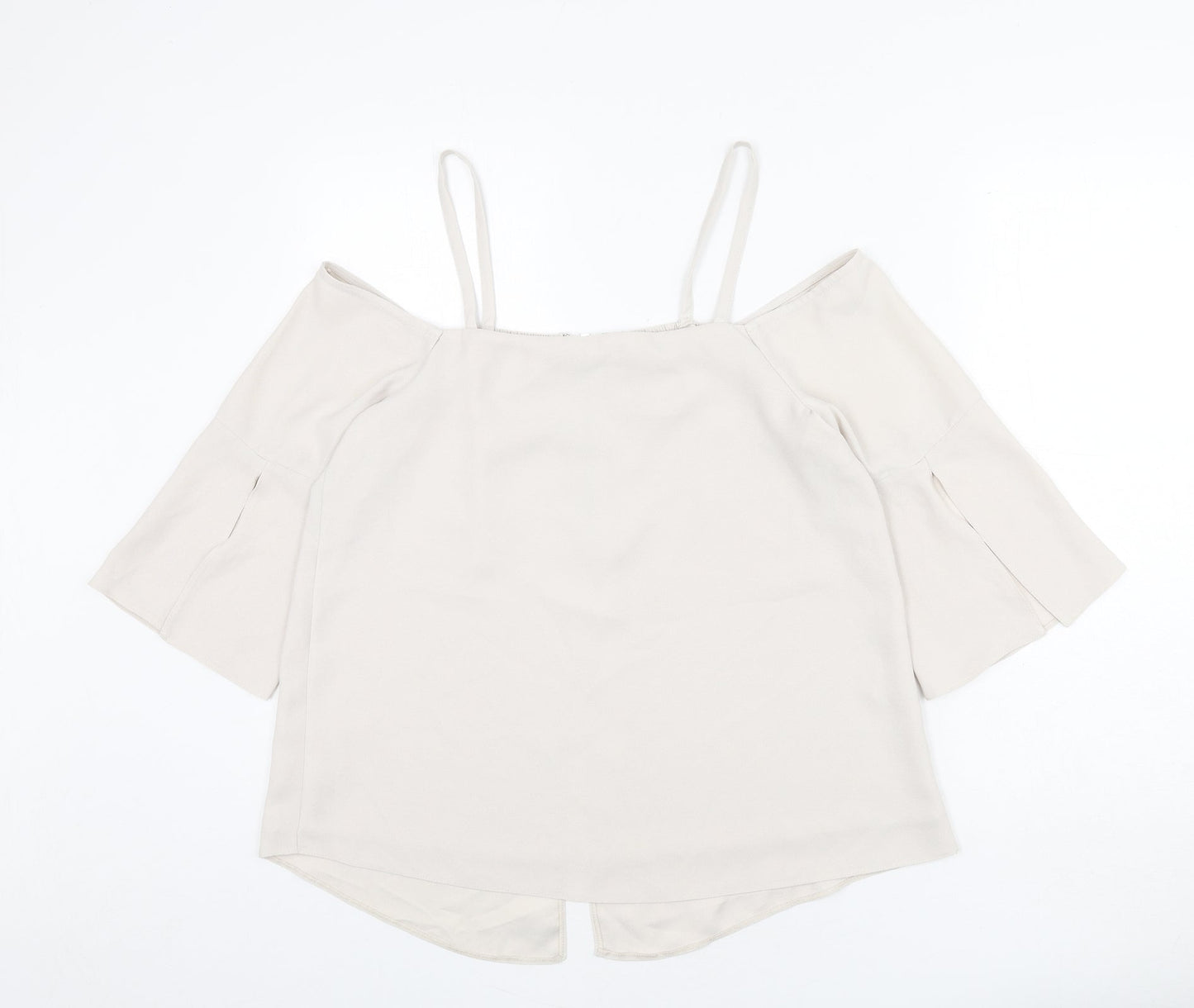 River Island Womens Beige Polyester Basic Blouse Size 12 Square Neck - Slit