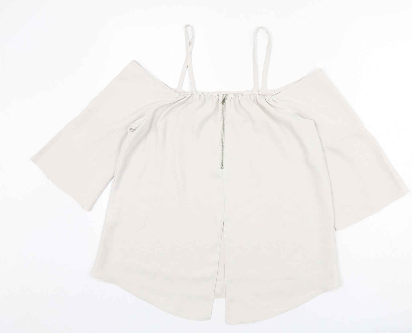 River Island Womens Beige Polyester Basic Blouse Size 12 Square Neck - Slit