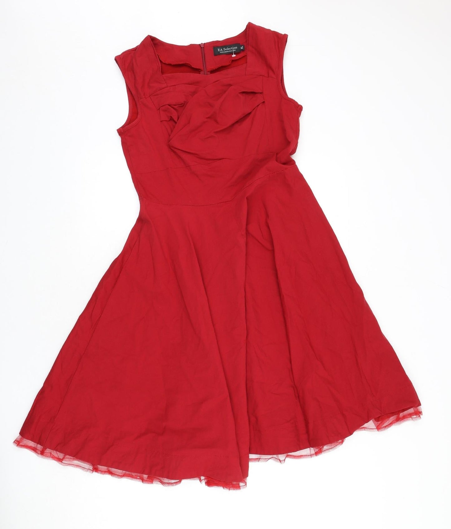 EA Selection Womens Red Viscose Fit & Flare Size XL Sweetheart Zip - Underskirt