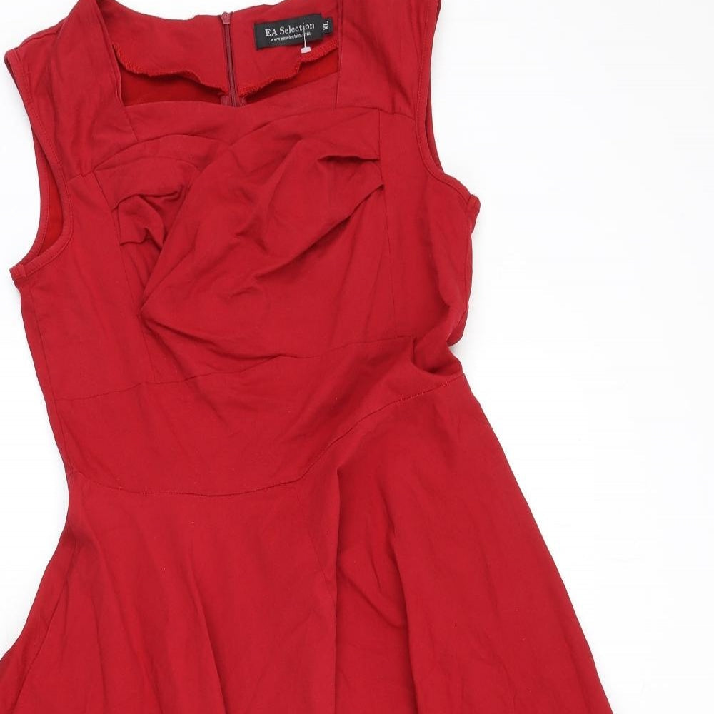 EA Selection Womens Red Viscose Fit & Flare Size XL Sweetheart Zip - Underskirt