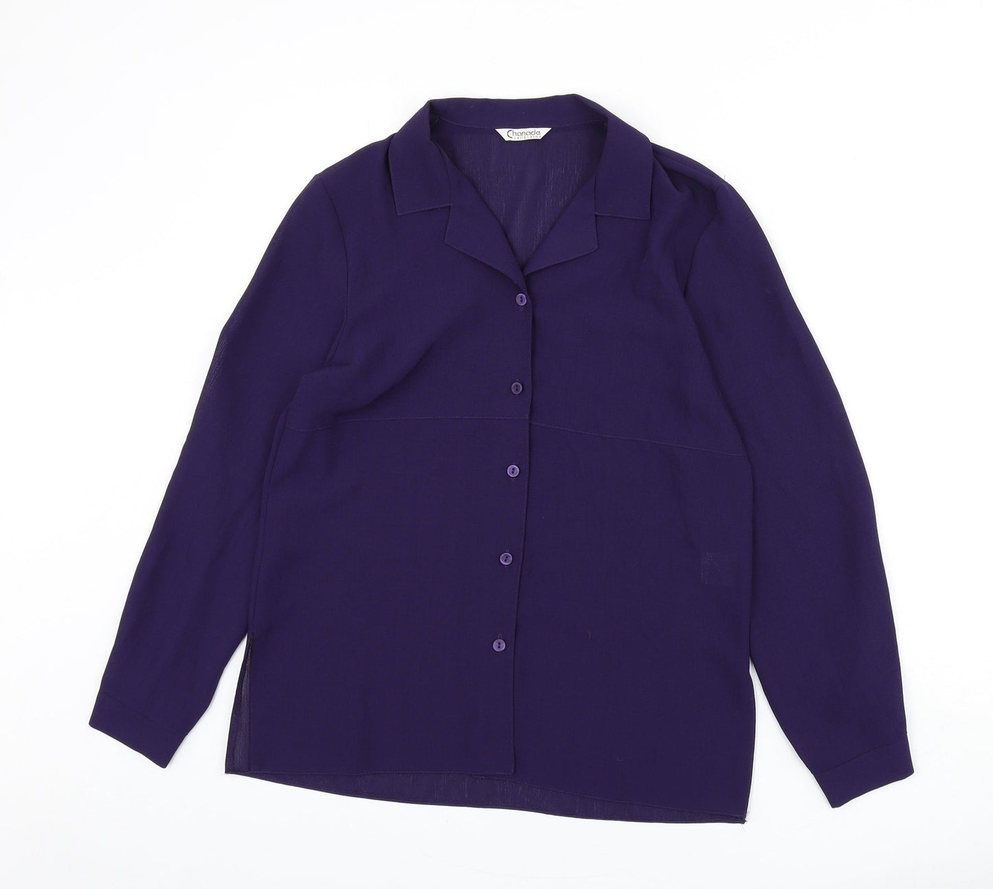 Chanade Womens Purple Polyester Basic Button-Up Size 12 Collared