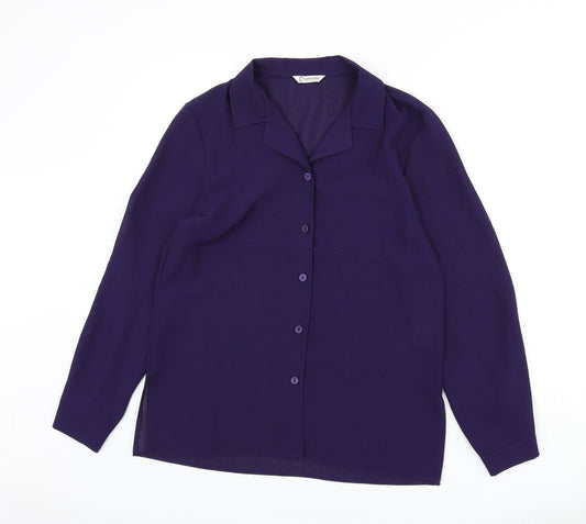 Chanade Womens Purple Polyester Basic Button-Up Size 12 Collared