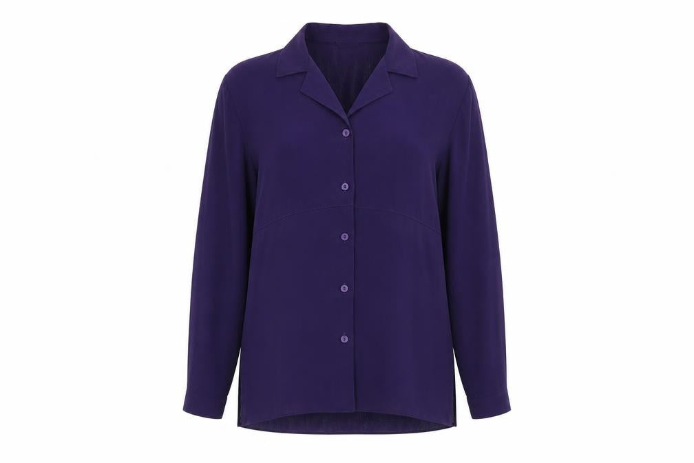 Chanade Womens Purple Polyester Basic Button-Up Size 12 Collared