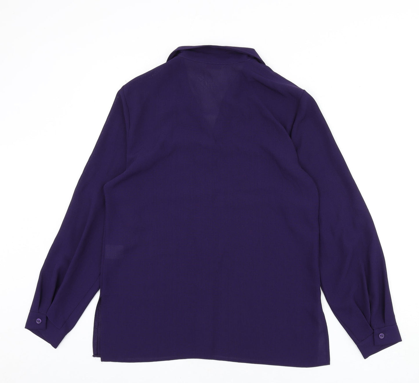 Chanade Womens Purple Polyester Basic Button-Up Size 12 Collared