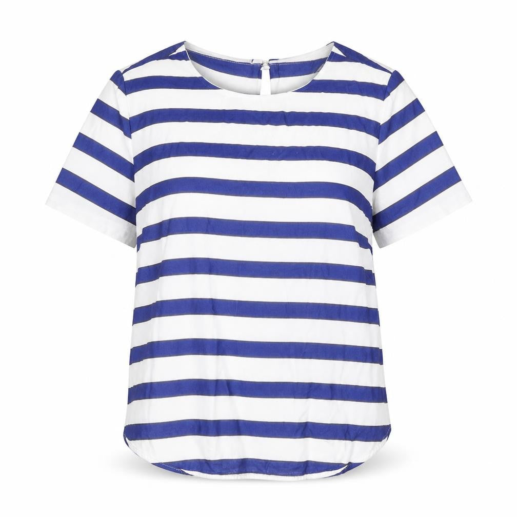 H&M Womens Multicoloured Striped Viscose Basic Blouse Size 12 Round Neck