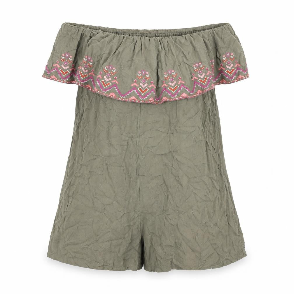 Accessorize Womens Green Viscose Romper One-Piece Size M Pullover - Embroidered Detail